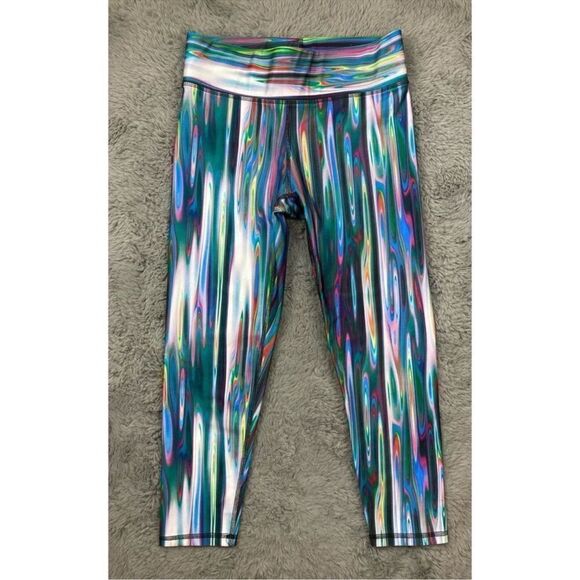 Terez Pants - Terez rainbow liquid metal crop leggings with thick waistband